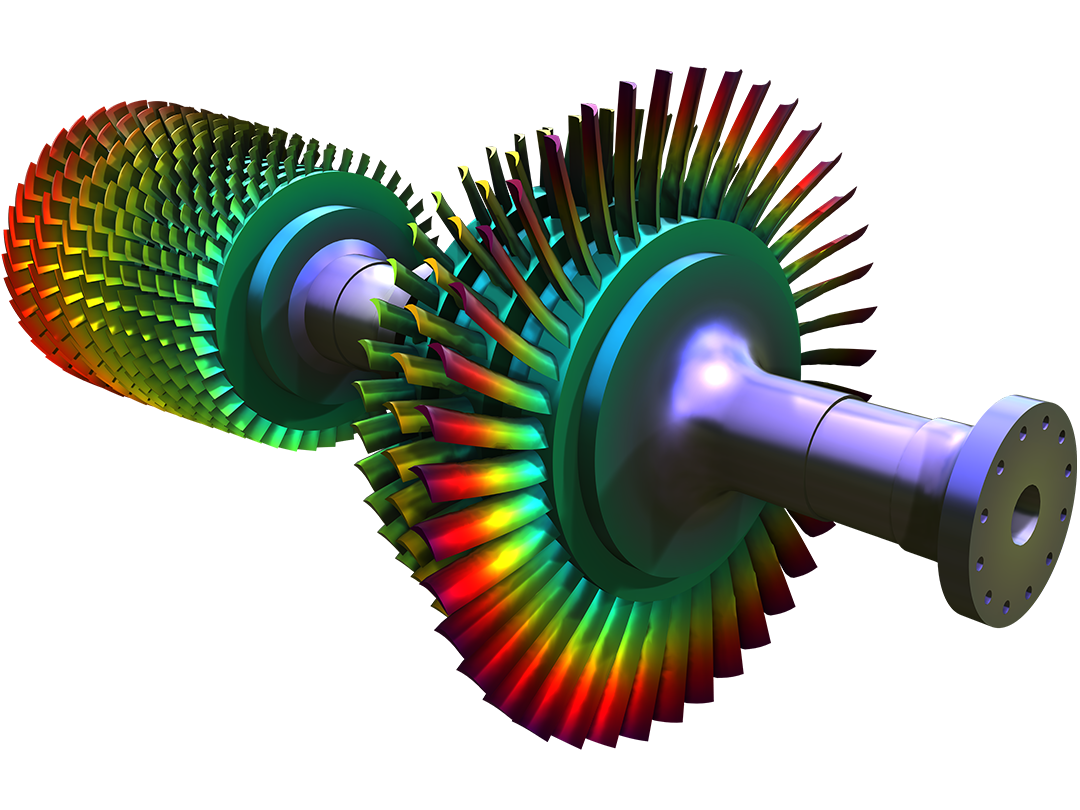 以 Prism 色表显示的燃气轮机模型。