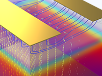 Eine Nahansicht eines Bipolartransistor-Modells, das die thermischen Ergebnisse zeigt.