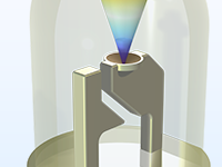 Увеличенное изображение модели светодиода, на котором показана интенсивность эмиссии.
