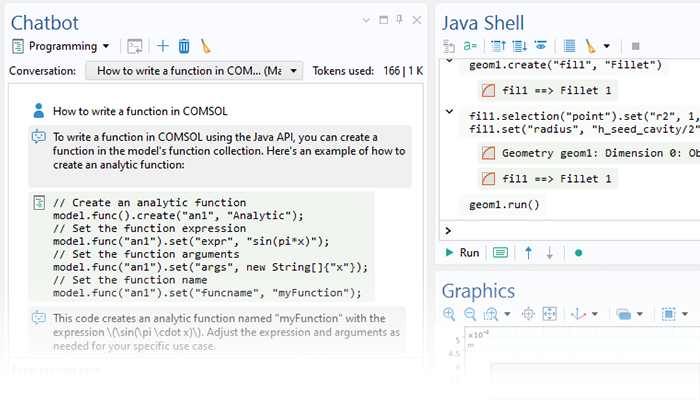 A close-up view of the Chatbot window and the Java Shell window.