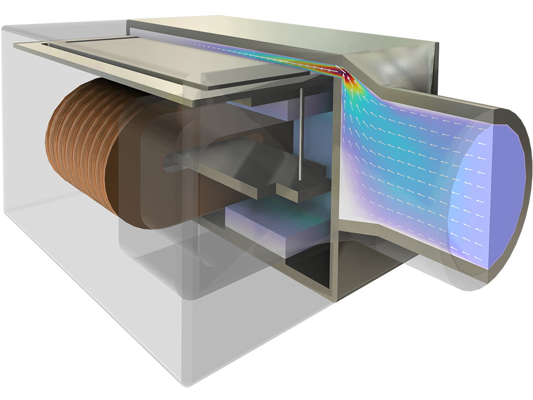 A transducer model showing the acoustic velocity.