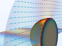 Visualizzazione in primo piano di un modello di nanosfera d'oro che mostra lo scattering ottico.