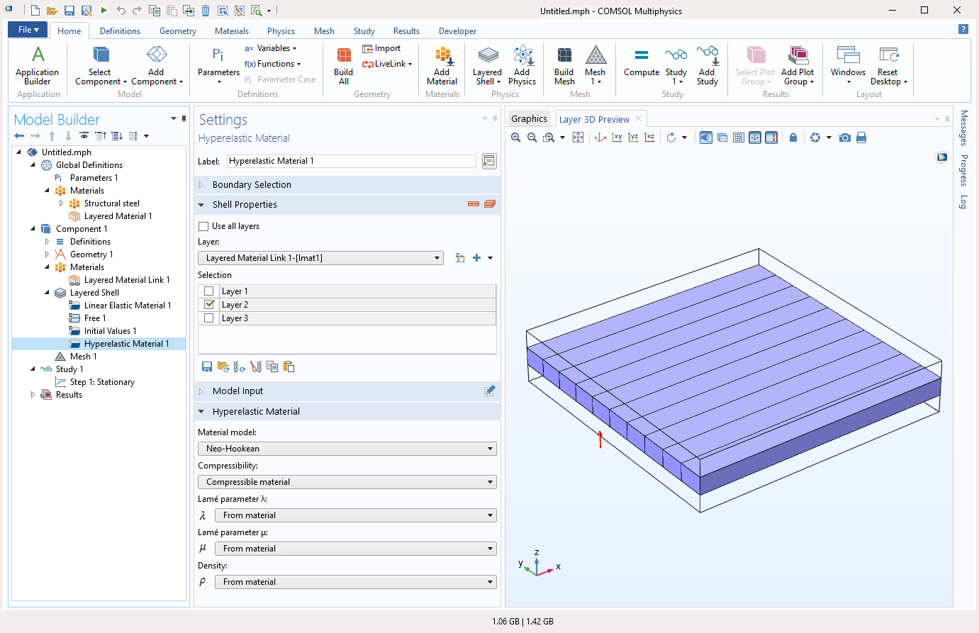 Модуль материалы. Hyperelastic material. Analyzing_Hyperelastic_materials. Как импортировать в COMSOL. Импорт детали в COMSOL какой Формат.