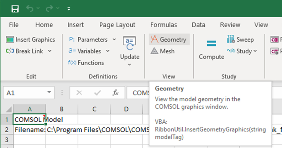 LiveLink™ for Excel® Updates - COMSOL® 6.0 Release Highlights