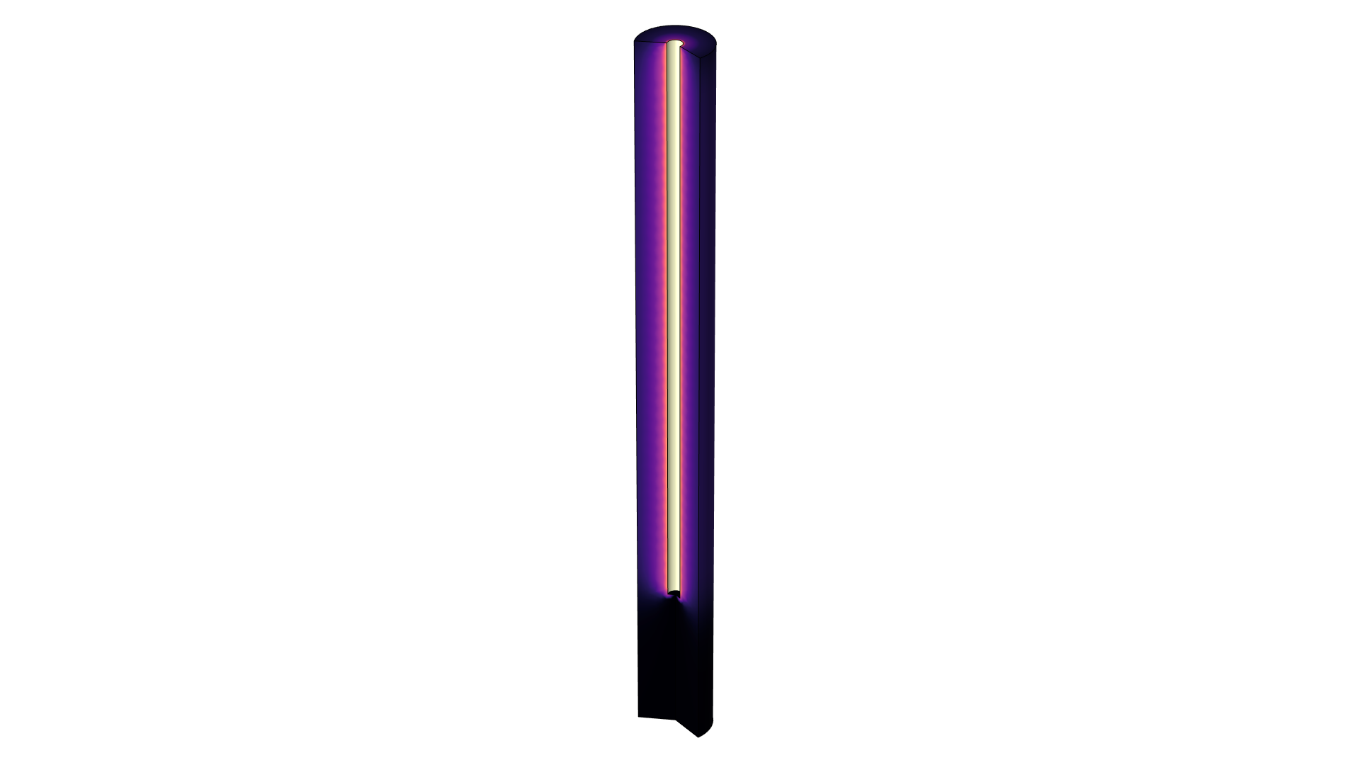 以 Magma 颜色表显示的紫外反应器模型。