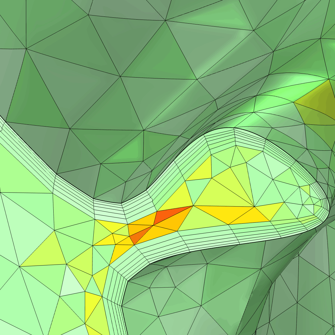 调整后的层方向，其中许多单元以不同程度的浅绿色显示，以表示高质量。