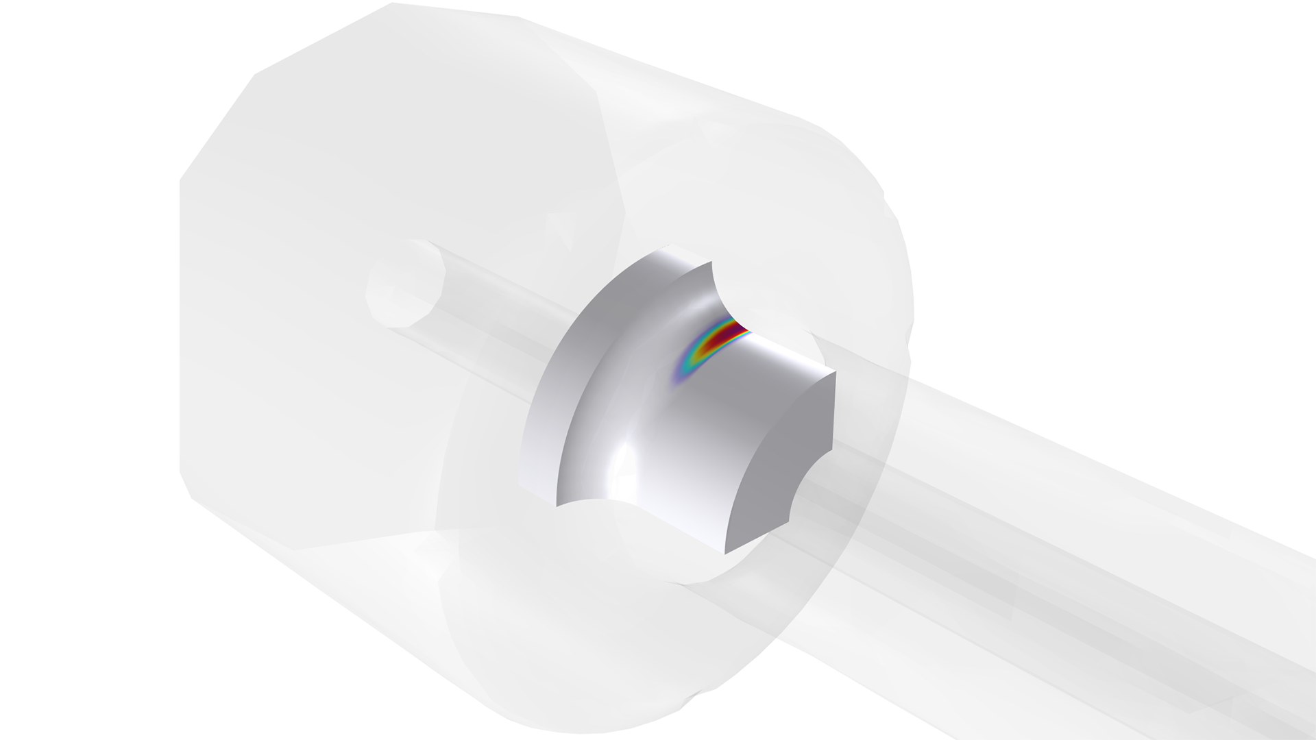 A submodel of a shaft in the Prism color table.