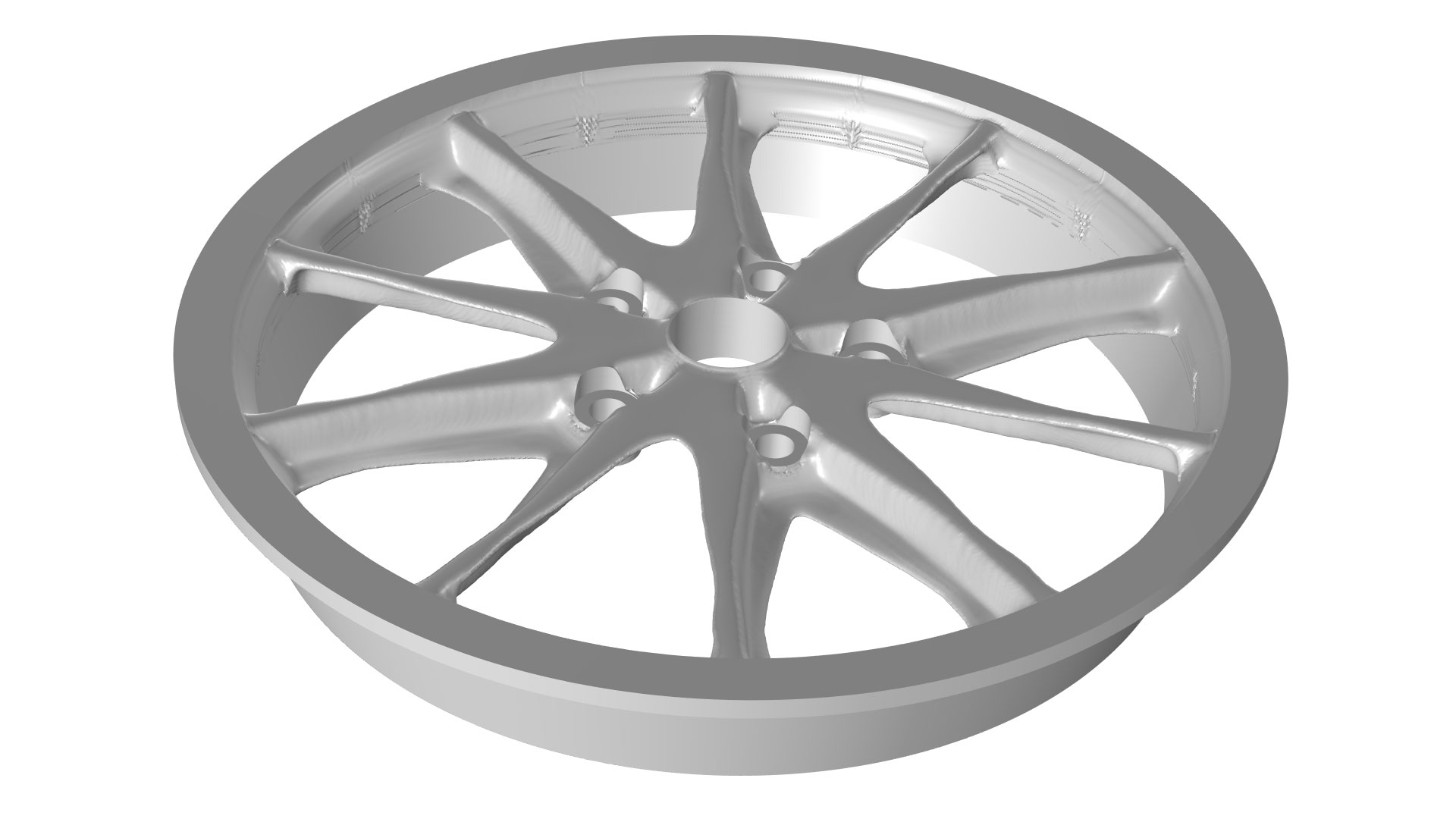 An optimized gray wheel rim model with ten sectors.