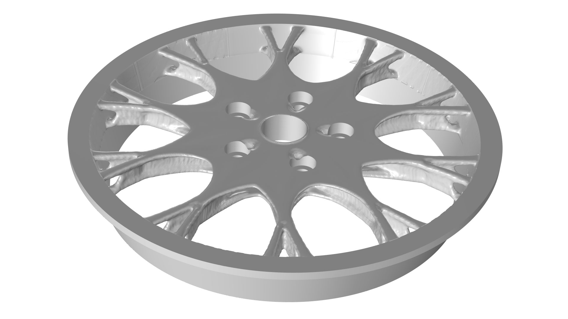 An unoptimized gray wheel rim model.