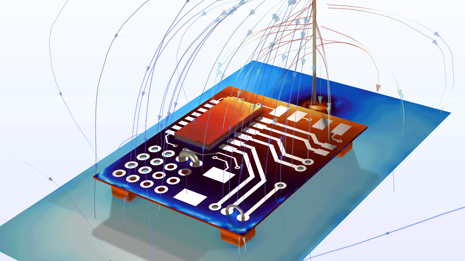 A circuit board model showing the transient electrostatic discharge effect.