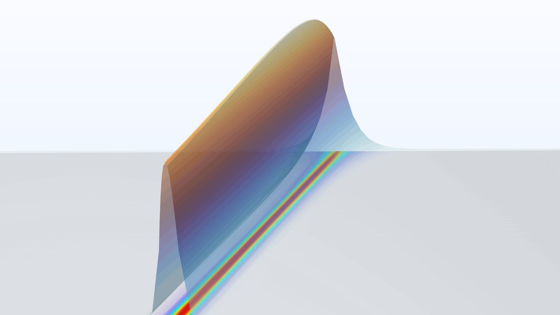 A tapered waveguide model showing the electric field in the Prism color table.