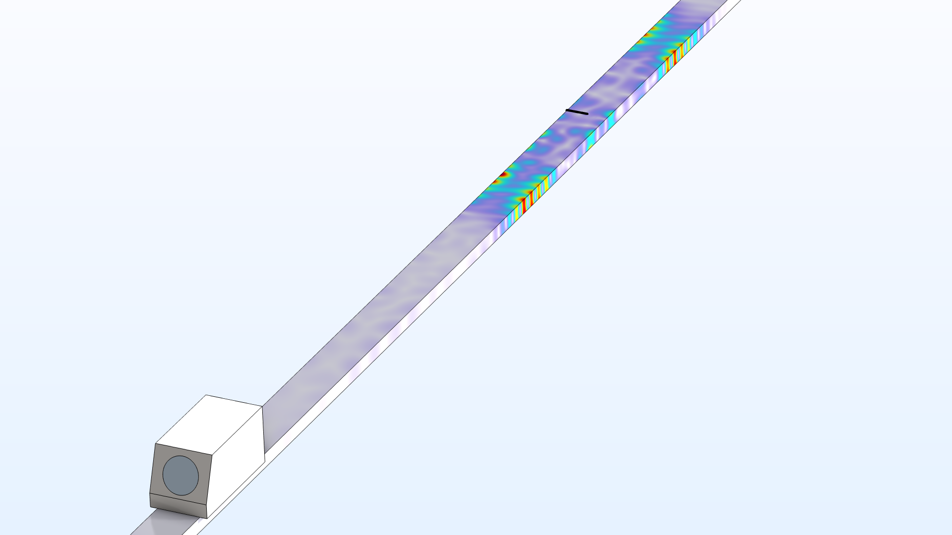 A nondestructive inspection of a steel plate model showing potential defects in the Prism color table.