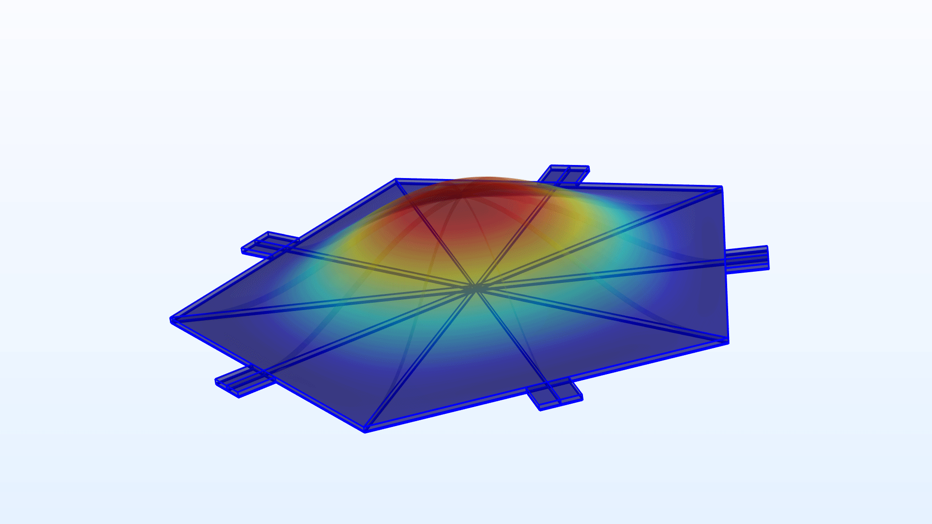 A resonator model showing the thickness-extension mode in the Rainbow color table.