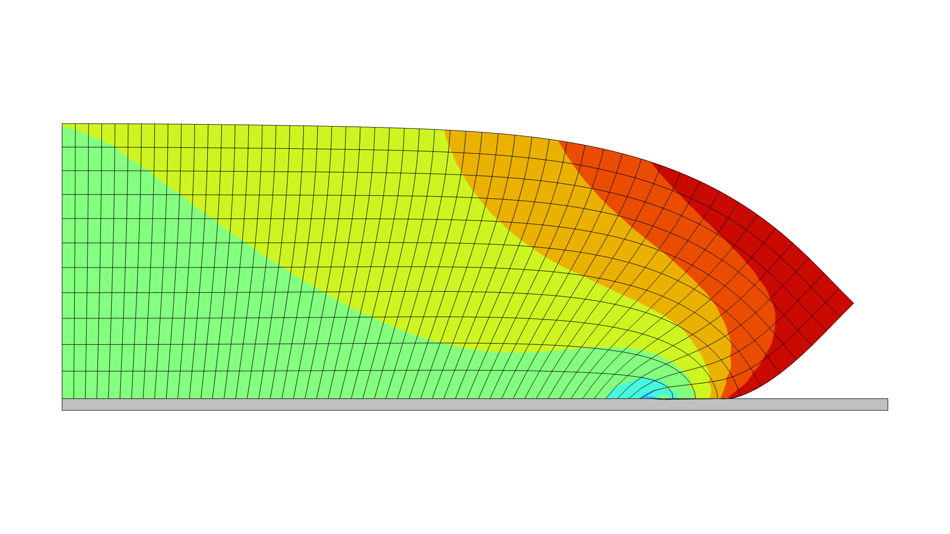 A polymer hydrogel model showing the swelling in the Rainbow color table.
