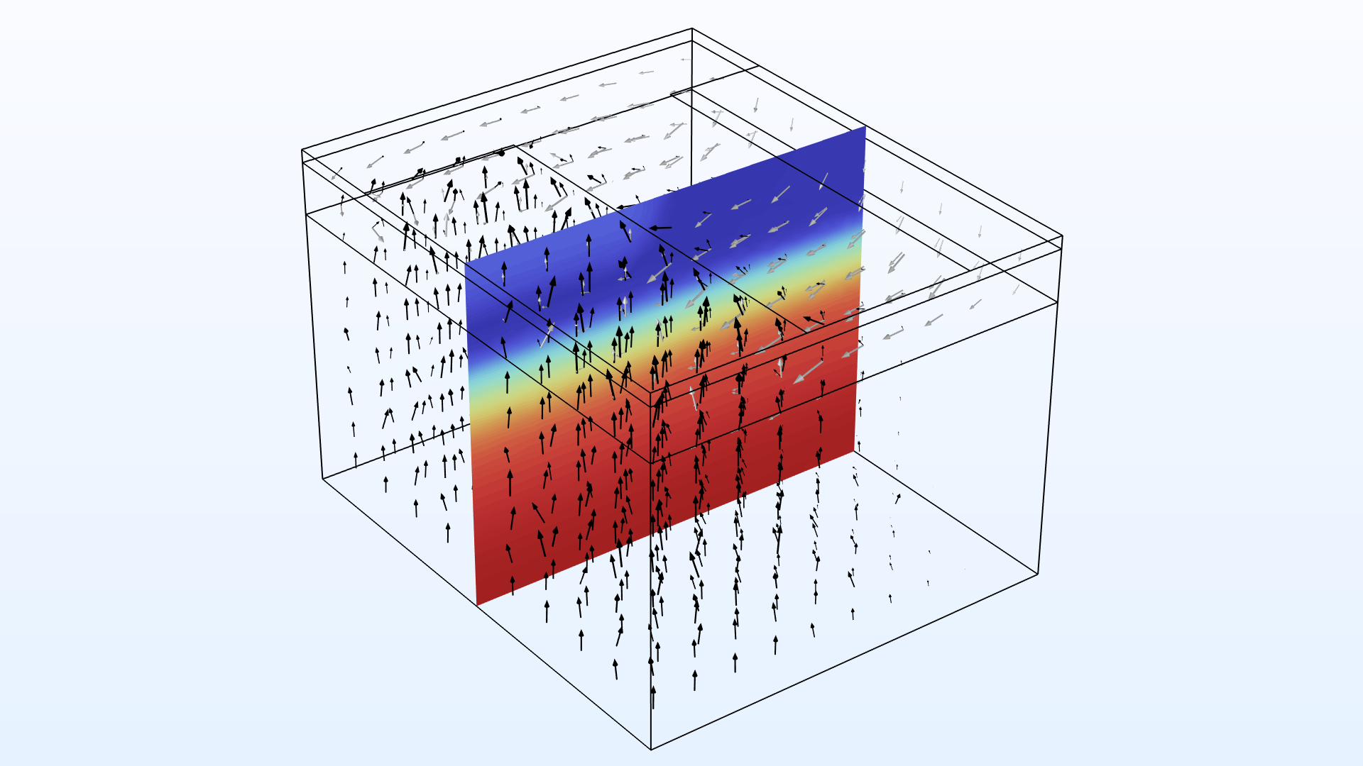 A 3D bipolar transistor model showing the electric potential distribution in the Rainbow Light color table.