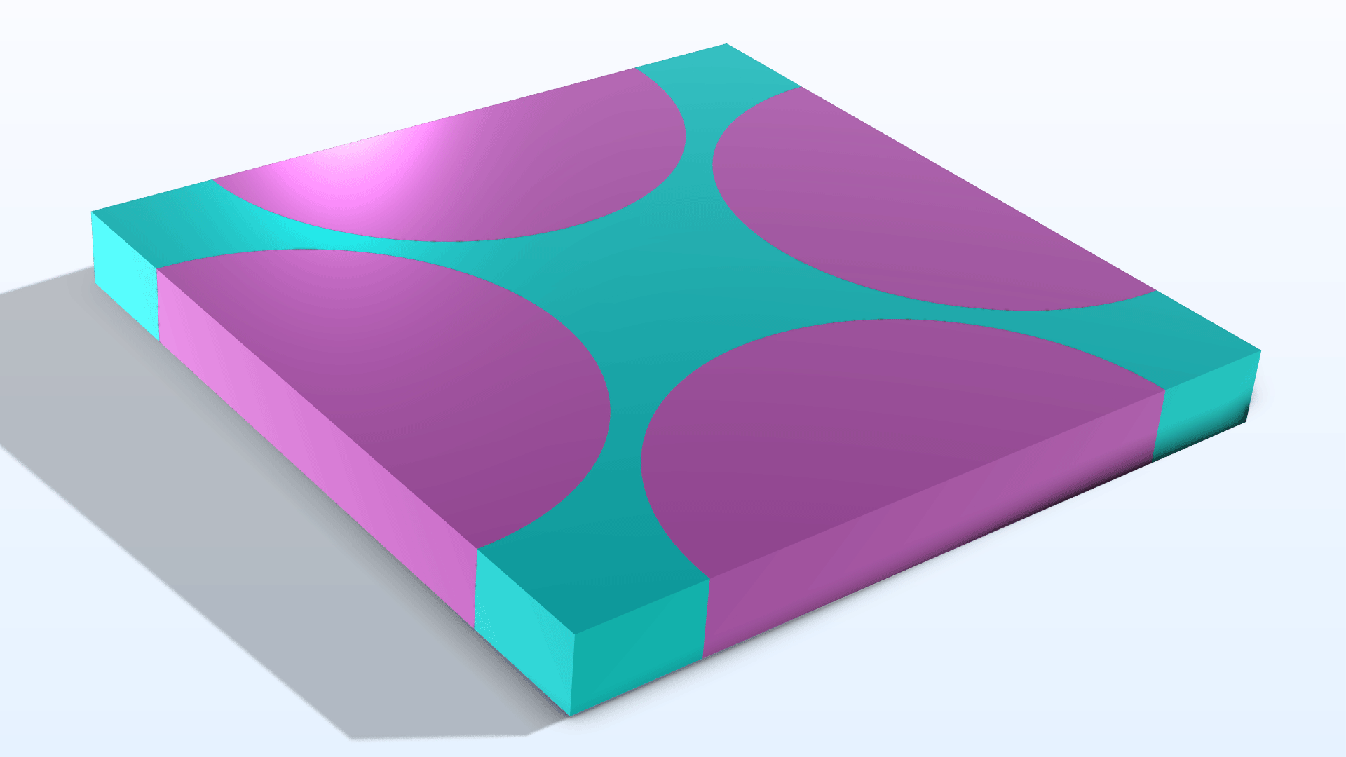 A composite model in teal and pink.