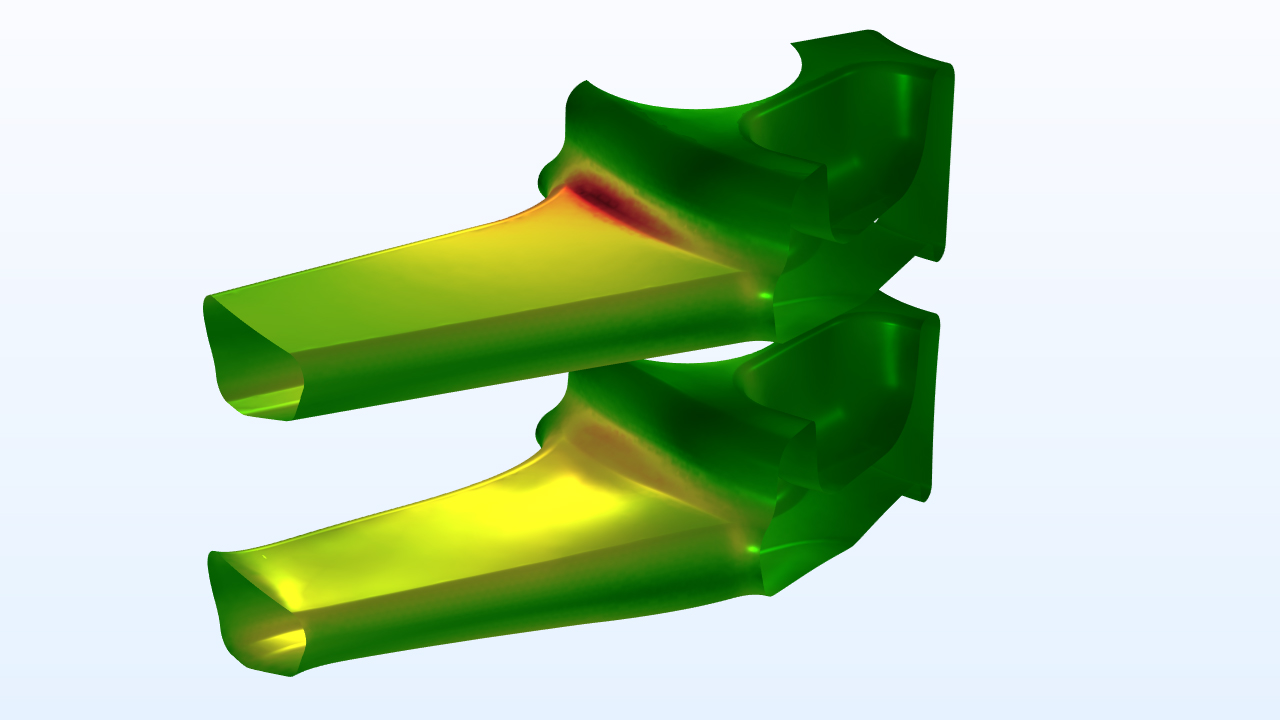Une partie d'un modèle de jante montrant le facteur d'utilisation en fatigue.
