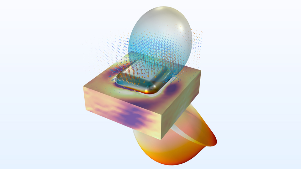 A gold scatterer model on a dielectric substrate showing the far-field pattern.