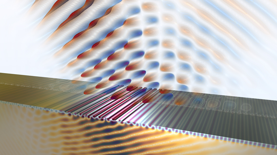 An optical coupler model with a Gaussian beam coupled to a silicon layer on top of a substrate.