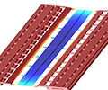 Simulation showing the deformation of a movable waveguide support structure.