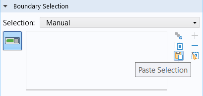 A screenshot of the Paste Selection button inside the Boundary Selection section of the Paste Selection dialog box.
