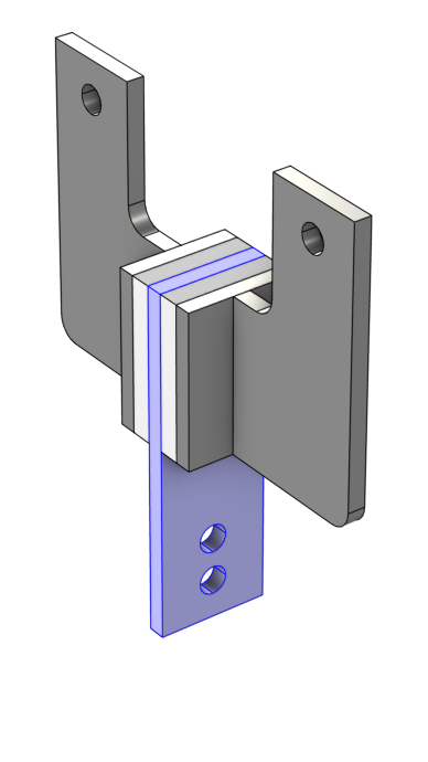 A model of a viscoelastic damper with one domain being blue to represent what a solid/domain is.