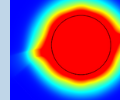 A plot of the thermal distribution of the reaction site of a silicon MEMS chip.