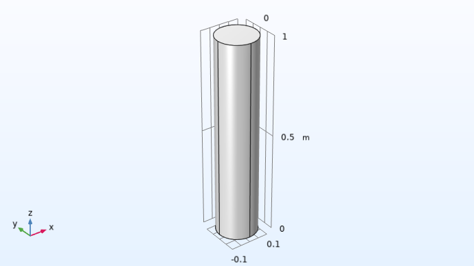 A 3D model of the tubular reactor geometry.