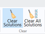 A screenshot of part of the Study ribbon tab in the Model Builder, with the Clear Solutions button selected and the Clear All Solutions button also shown.