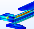 A thermal actuator model in the Rainbow color table.