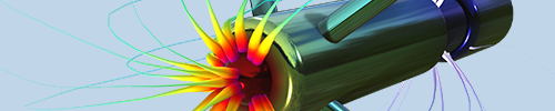 A model of a pacemaker electrode with the electromagnetic fields shown as lines.