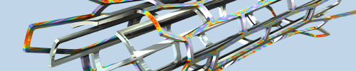 A metal stent with an overlay showing the stent expanding.