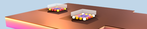 A model of two chips with several solder ball joints.