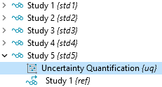 A screenshot of part of the model tree with the Study 5 node expanded and the Uncertainty Quantification node selected.
