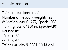 The Information section of the Settings window for the DNN function, which contains several brief lines of text.