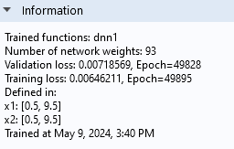 The Information section of the Settings window for the DNN function, which contains several brief lines of text.
