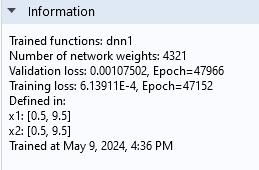 The Information section of the Settings window for the DNN function, which contains several brief lines of text.