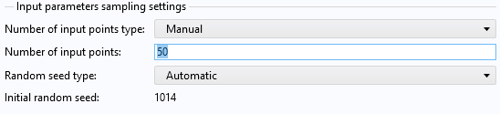 A close-up of part of the Input Parameters section of the Settings window for the Surrogate Model Training study.