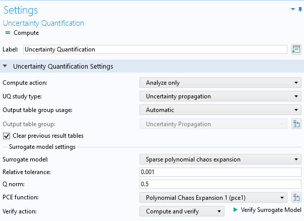 A close-up of the Data Column Settings section of the settings for the Polynomial Chaos Expansion function.