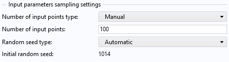 A close-up of part of the settings for the Uncertainty Quantification study, which shows the Input parameters sampling settings section.