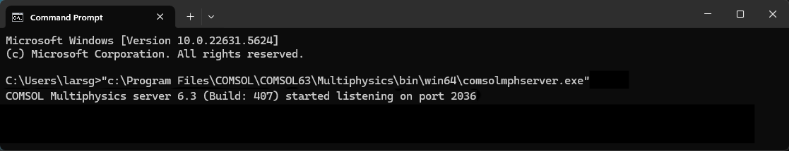 A screenshot of the command prompt window containing a couple lines of commands.