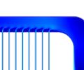 COMSOL Multiphysics simulation results showing the ductwork of the heat storage system.