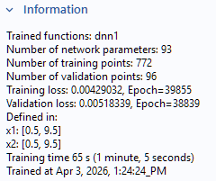 The Information section of the Settings window for the DNN function, which contains several brief lines of text.