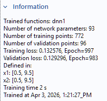 The Information section of the Settings window for the DNN function, which contains several brief lines of text.