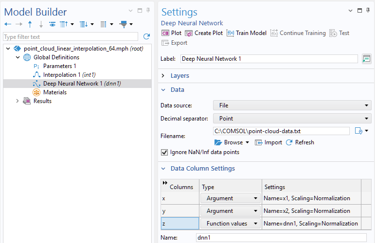 Creating a Deep Neural Network Surrogate Model from Imported Data