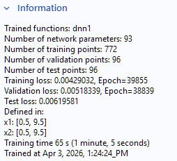The Information section within the Settings window for the DNN function.