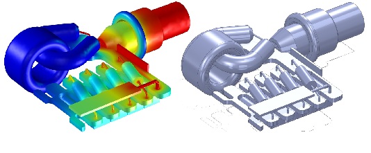 Simulation of the electromagnetic field in a high-voltage generator in an X-ray device. COMSOL model courtesy; Comet AG, Switzerland.