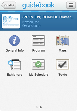 Preview of virtual conference guide, COMSOL Conference 2012