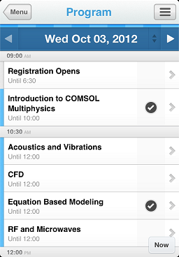 COMSOL Conference program app