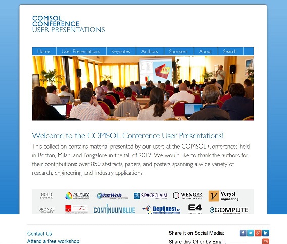 COMSOL Conference User Presentations 2012